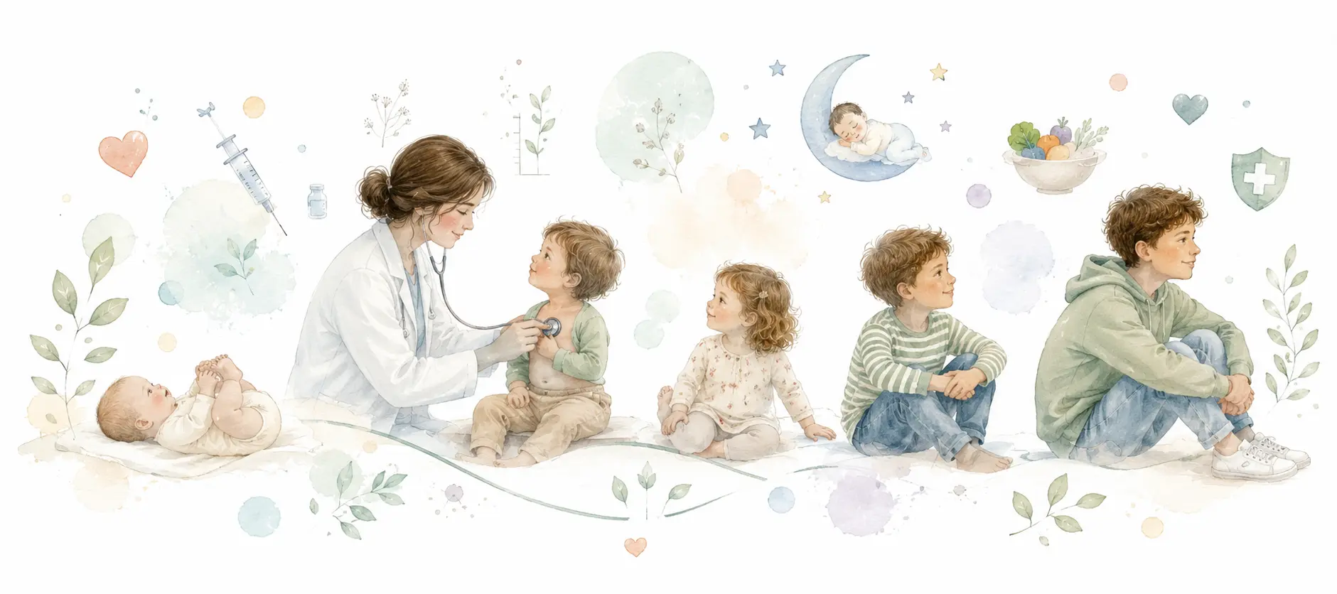 Ilustración del acompañamiento pediátrico a lo largo del crecimiento